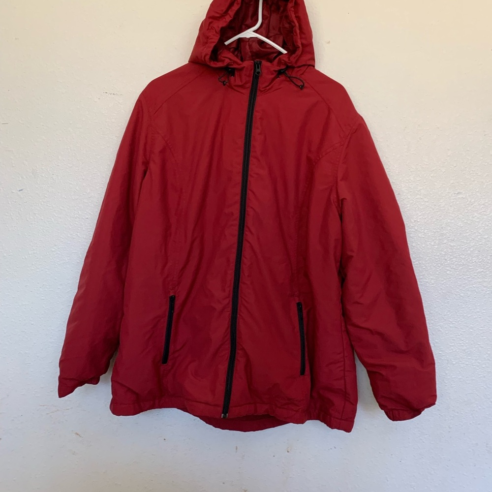 Eddie Bauer Red Windbreaker with Hood and Insulation|Men XL